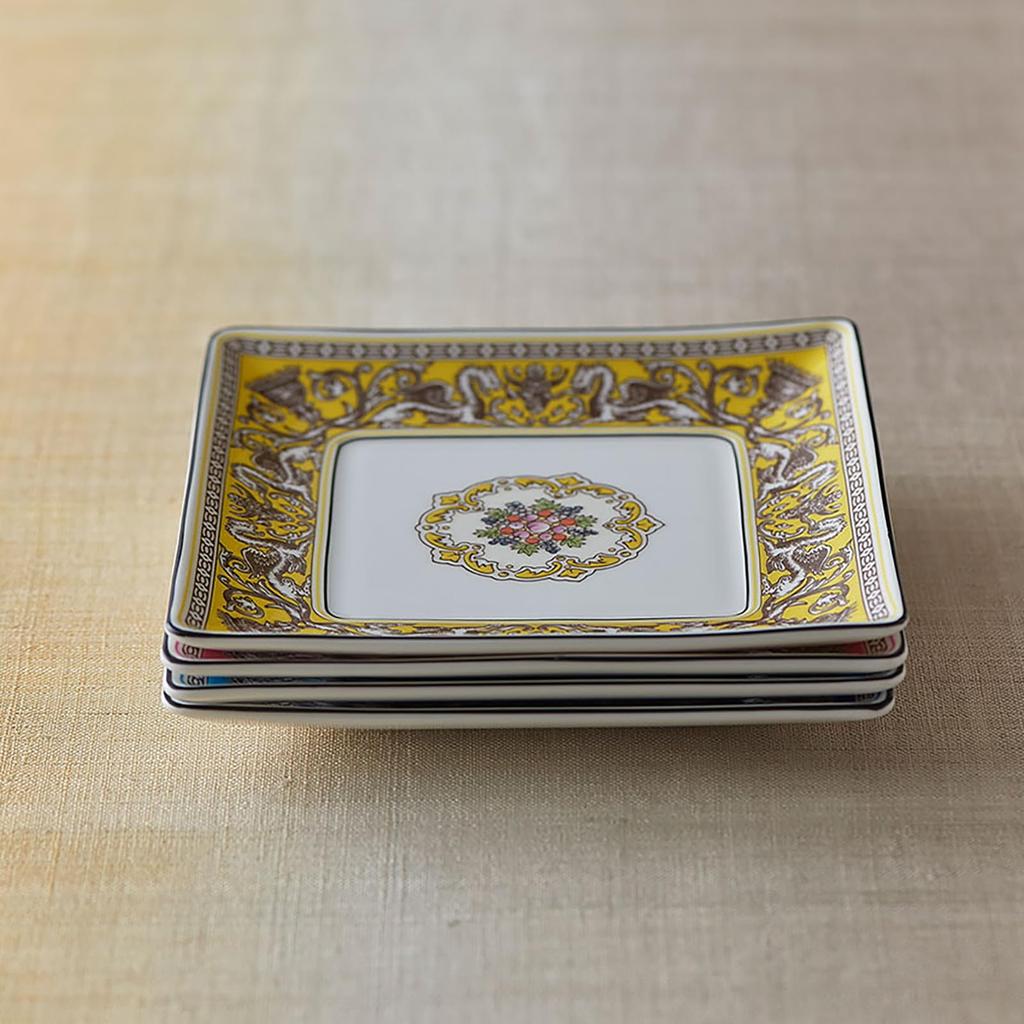 [Officially Imported] Wedgwood Florentine Citron Square Tray, Approximately 14.5cm, Yellow, Product Number 1076509
