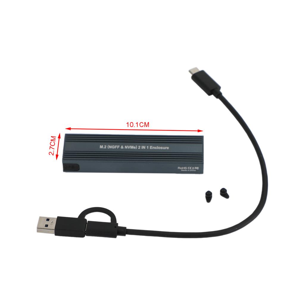 M.2 NVME SSD Adapter USB 3.1 Dual Protocol Hard Drive Enclosure 10Gbps