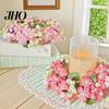 Elegant Floral Candle Holder Artificial Wildflowers Ring Wreath Small Flowers Pillar Table Centerpiece for Farmhouse Spring Wedding Home Tabletop