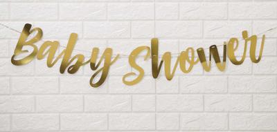 Inkdotpot Металлический золотой Baby Shower Курсивный флаг Раскрытие пола ребенка Флаг Шоу пола ребенка Товары для вечеринок Беременность