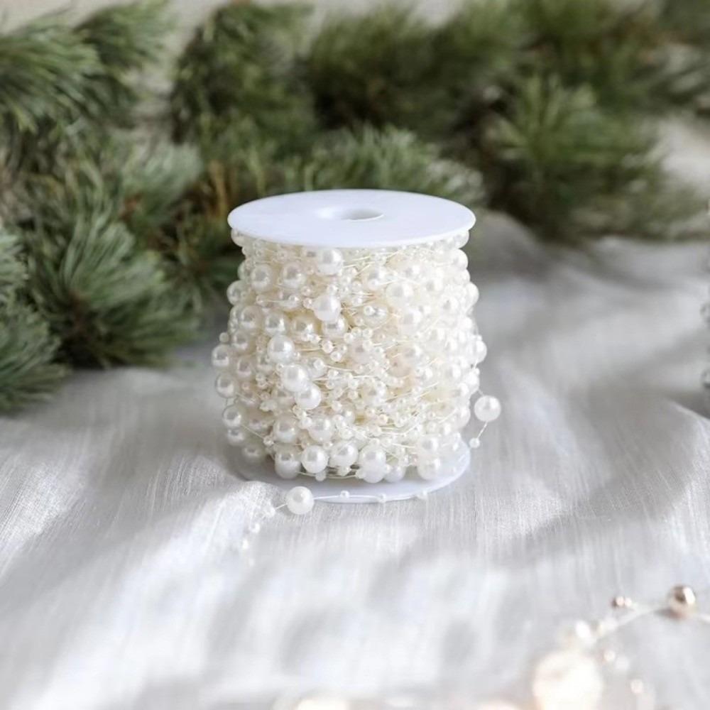Новая жемчужная цепочка 10 м/рулон для DIY рождественских украшений, гирлянда из бусин, подвеска на елку для декора дома и комнаты