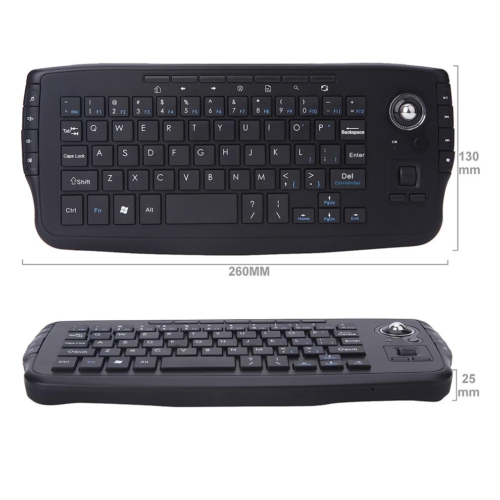 Mini Wireless Keyboard with Trackball Mouse, 2.4G, Black