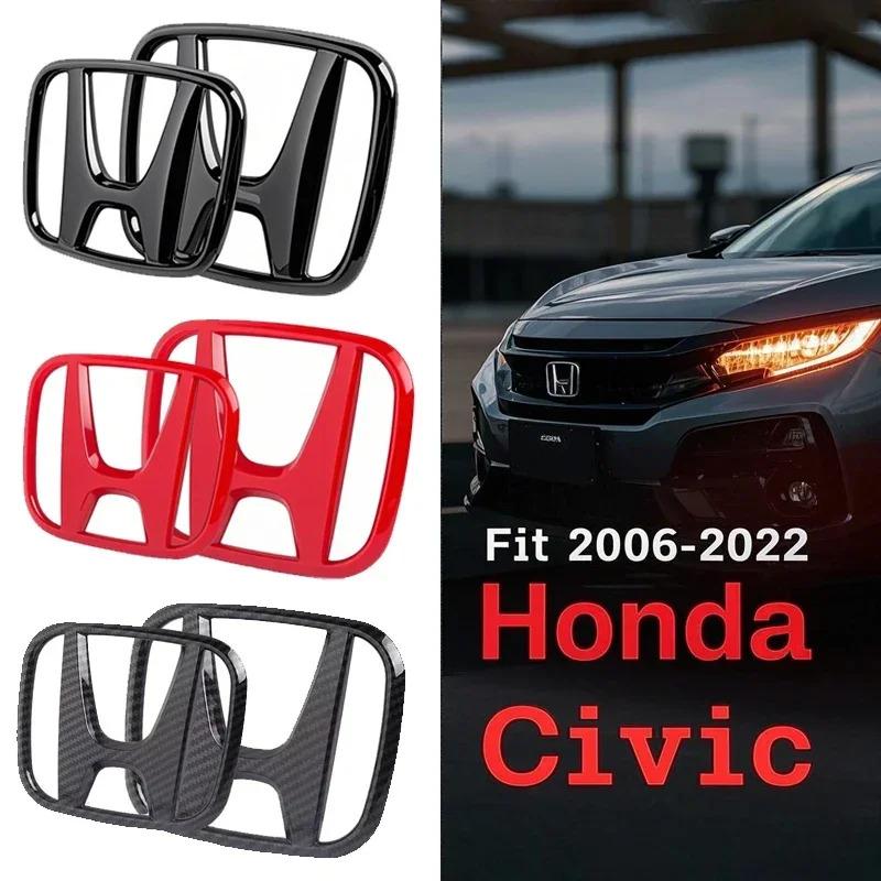 CNJ1 Upgrade ABS 5 Colors(Carbon Fiber/Red) for Honda Civic Emblem Badges Kit 8/9.5/10/11 Gen 2006-2022, Front+Rear Logo Replacement