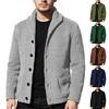 Men's Cardigan Casual Shawl Long Sleeved Solid Color Button Up Jacket