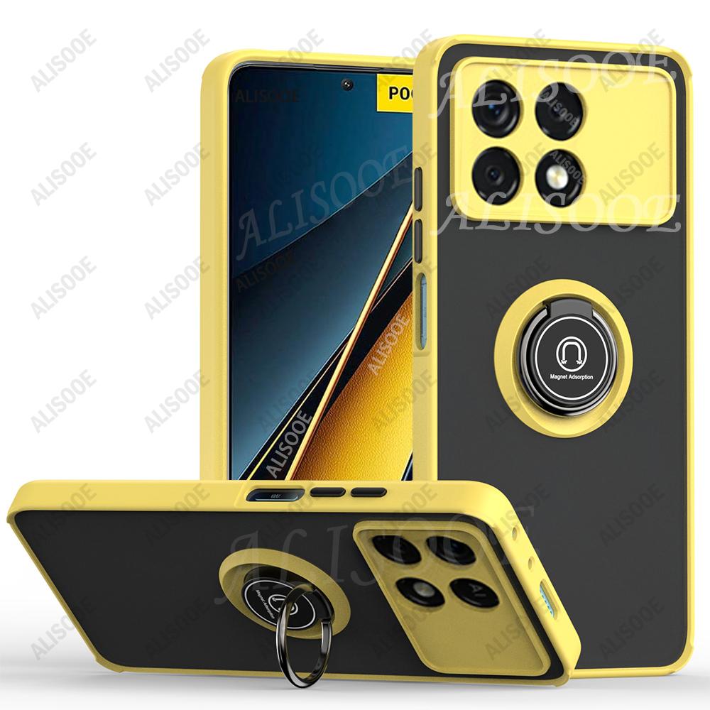 Чехол Kickstand для POCO X7 Pro F7 F6 F5 X6 Pro Чехол Бронированный с Держателем-Кольцом Защитная Крышка для Xiaomi Redmi K70 Ударопрочный Чехол