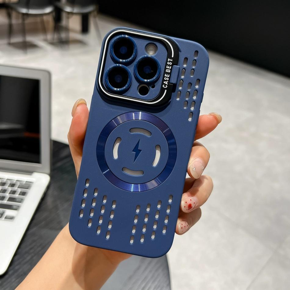 Breathable Soft Phone Cases for iPhone 16 15 14 13 12 11 Pro Max Plus Cooling Heat Dissipation Magnetic Back Cover