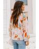 Azura Exchange Abstract Print Split Neck Puff Sleeve Blouse