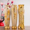 European-Style 60cm Floor-Standing Large Ceramic Vase for Living Room or Entrance Hall - Golden Flower Arrangement Decor