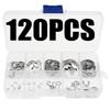 120pcs Stainless Steel Circlip Kit E-Clip/Retaining Ring Washers1.5-10mm for Hardware & Machinery Repair