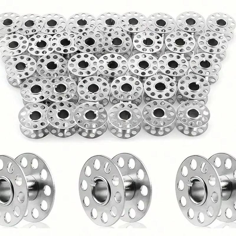 10-100pcs Household Sewing Machine Coil Roller Metal Bobbins Empty Spool Stainless Steel For Silk Thread Winding Tailoring Parts
