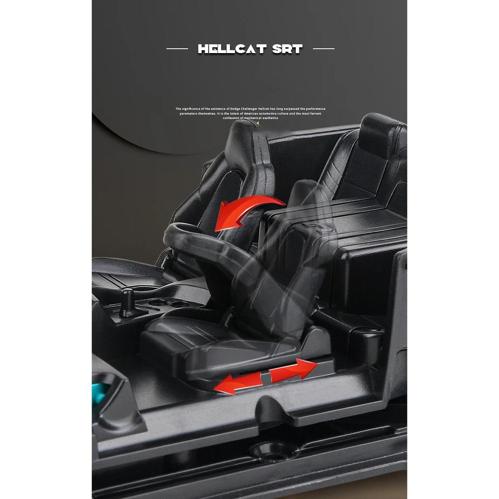 Новая модель автомобиля Dodge Challenger SRT Hellcat 2024 в масштабе 1/32, литая из металла, игрушка, машинка Diecasts со звуком и светом для детей, транспортное средство