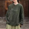 Женские винтажные рубашки топы весенние на пуговицах с длинным рукавом однотонные блузки в китайском стиле