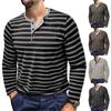 Мужской и зимний мужской полосатый топ с тремя пуговицами и длинным рукавом