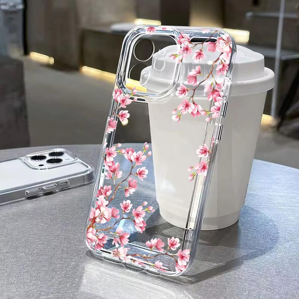 Чехол для телефона Xiaomi Mi 17 Pro 15 14 13 12 11 Lite 5G Mi 15 T Pro 14T 13T 12T с рисунком розового персикового цвета, прозрачный бампер