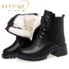 Women's Winter Boots Genuine Leather Women's Snow Booties Large Size Non-Slip Mom Boots Women