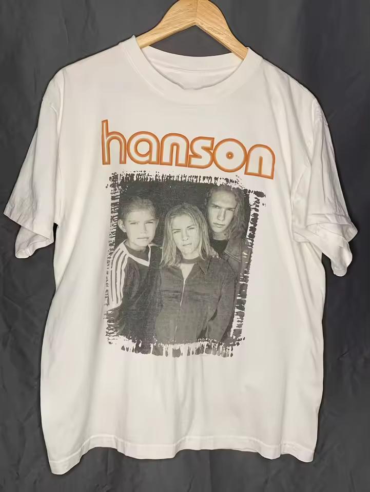 Hansen Band Retro Album Music T-Shirt with 90s Graphic Design; Couple's Cotton Loose-fitting Casual Summer Streetwear Shirt