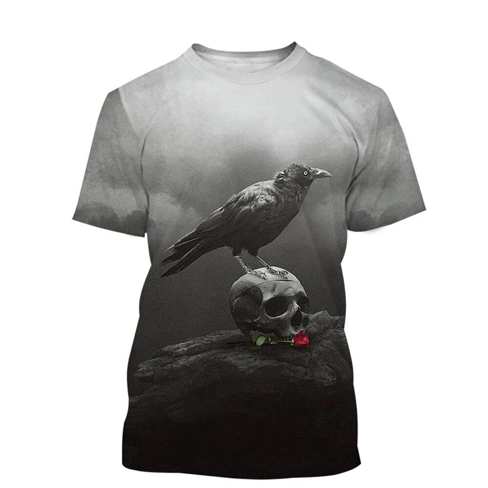 Animal Crow 3d Print Summer Men/Women O-Neck T-shirt Casual Short Sleeve Oversized T Shirt Fashion Streetwear Trend Men Clothing