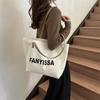 Canvas Bag Women's One Shoulder Large Capacity Letter Print Casual Tote Bag Students Simple Outing Tote Bag