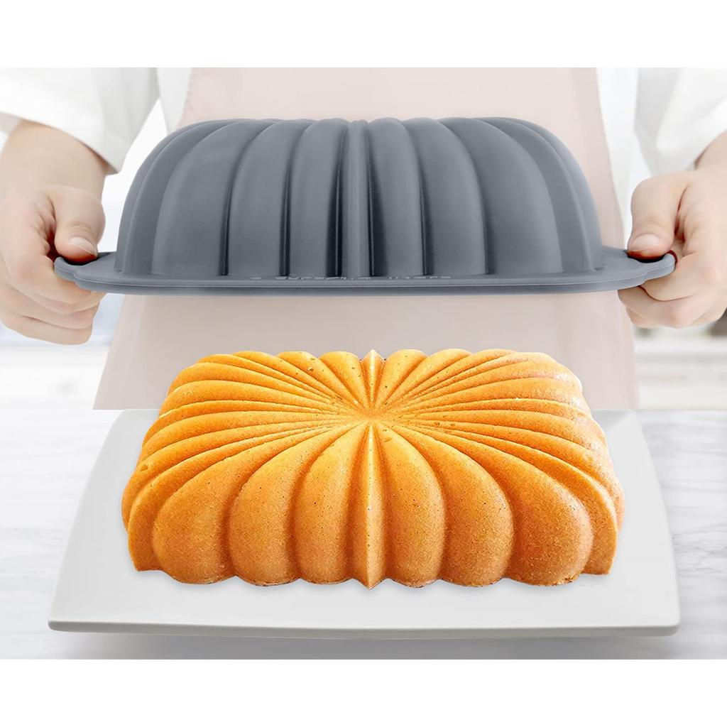 Silicone Bread Loaf Pan With Fluted Design, Food Grade Non-Stick Silicone Baking For Cake, Metal Reinforced Frame Secure