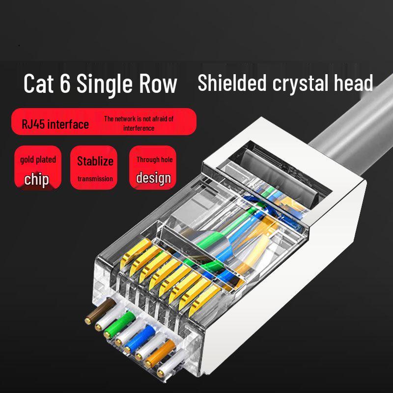 Экранированный коннектор CAT6 RJ45 с позолоченным медным контактом и серебристым металлическим корпусом