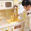 Children's Wooden Kitchen Toy Set with Lights, Sounds, and Water Outlet for Role-Play Cooking