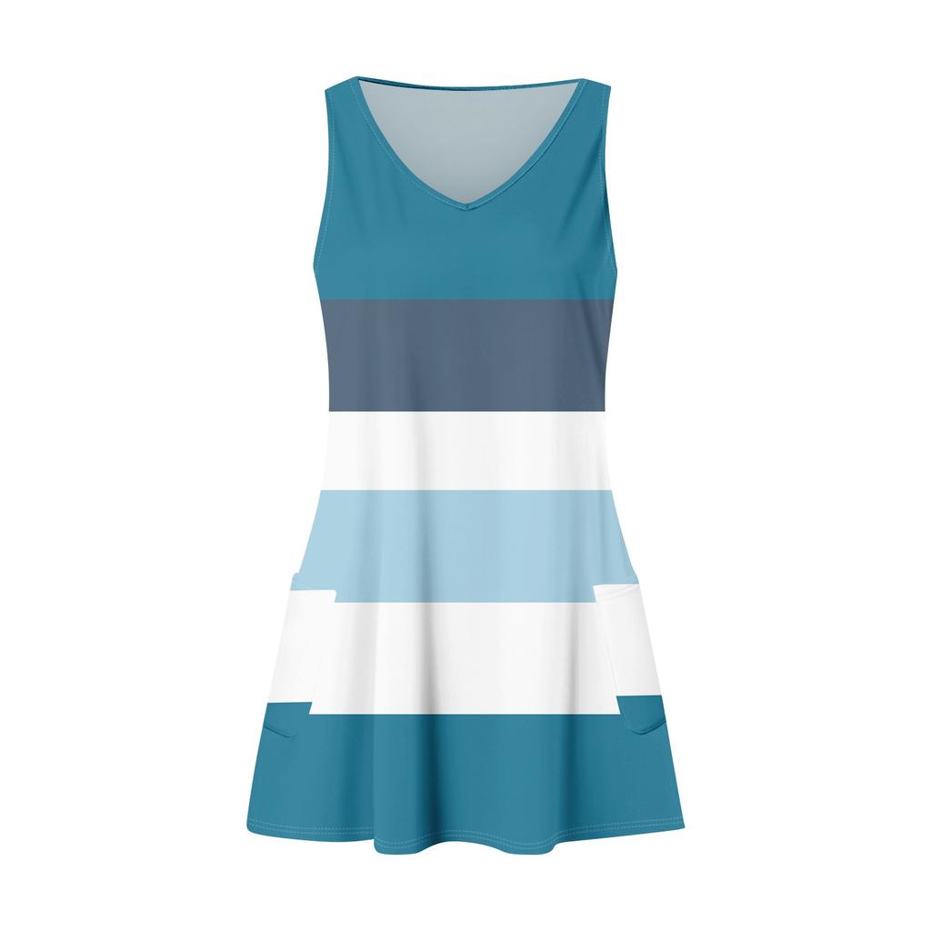 Женское повседневное летнее богемное пляжное платье с принтом и карманами, V-образным вырезом, платье-майка