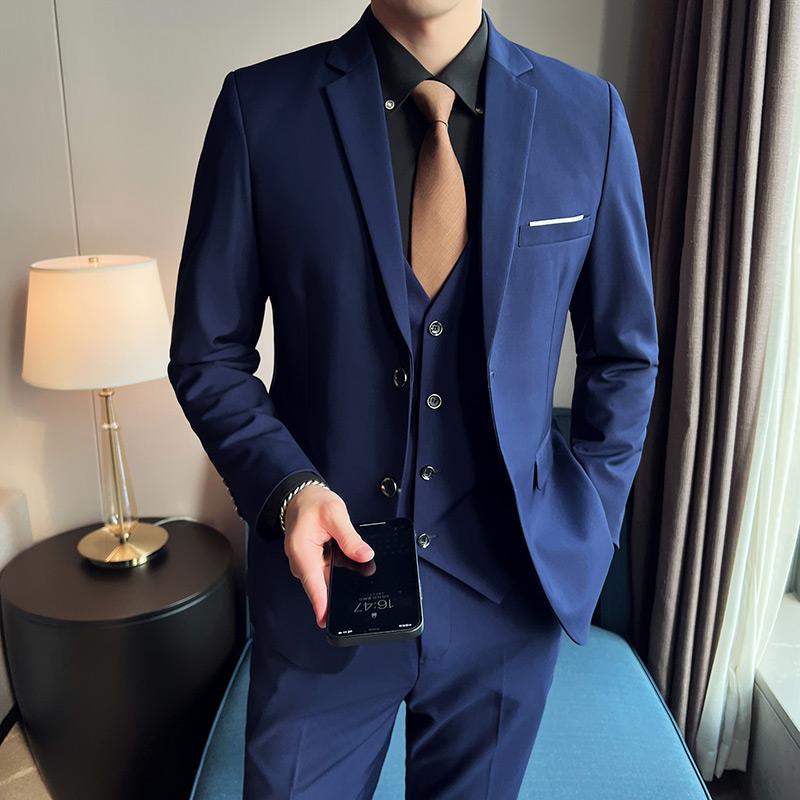 Мужской высококачественный костюм-тройка в стиле business casual для свадьбы, набор жилет-брюки, красивая модная банкетная одежда