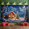 Festive Banner Snowy Theme Christmas Tree Banner Cabin Banner Cabin Scene For Home Decor Indoor Display Winter Festival