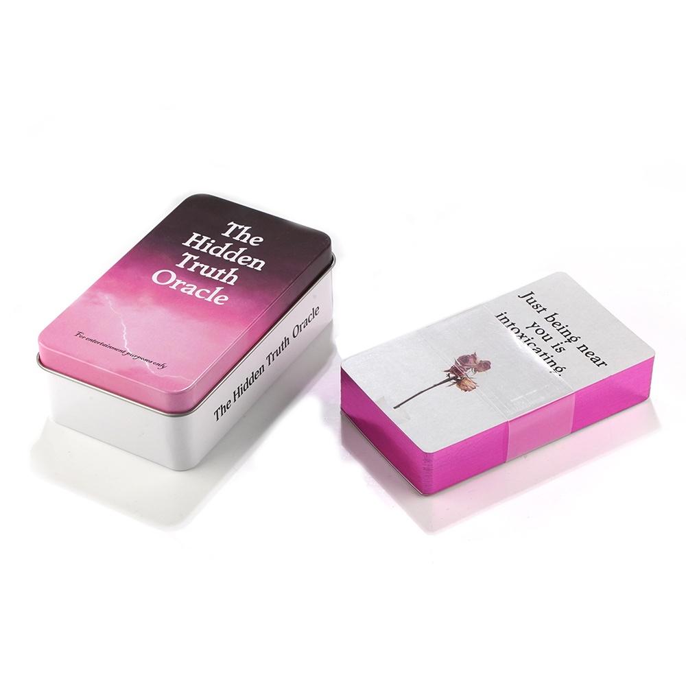 Карты Оракула «Скрытая истина» в жестяной металлической коробке. Колода Таро с ключевыми словами. Гадальные карты.