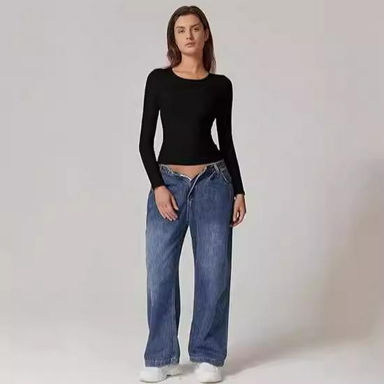 Европейские и американские женские пуловеры с длинным рукавом и круглым вырезом из молочного шелка