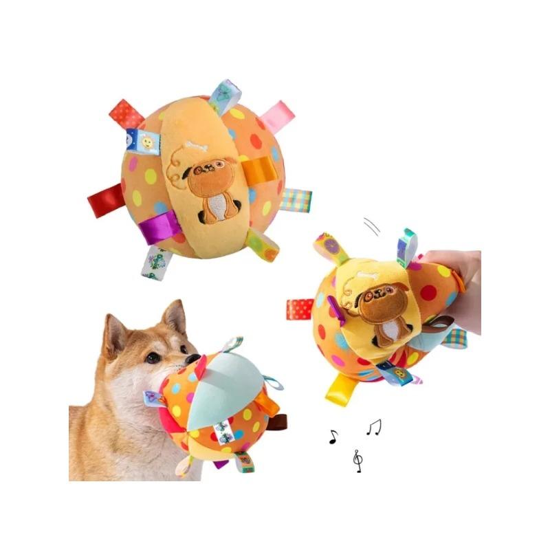 Интерактивная игрушка-мяч для собак для агрессивных жевательных тренировок, декомпрессия, устойчивая к укусам, плюшевая ручка, игрушки для собак с колокольчиками, товары для домашних животных