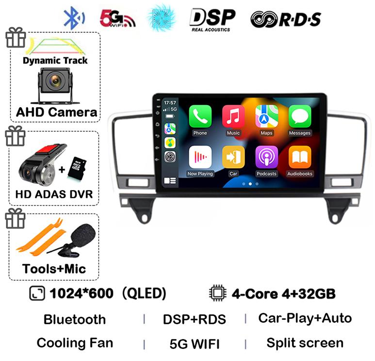 Android 14 Carplay Автомагнитола для Mercedes-Benz M-Class M Class W166 ML 2011 2012 2013 2014 2015 GPS Мультимедийный Видеоплеер