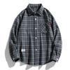 Men's Long-sleeved Plaid Shirt Plus Size Couple's Cotton Spring and Autumn Plus Size
