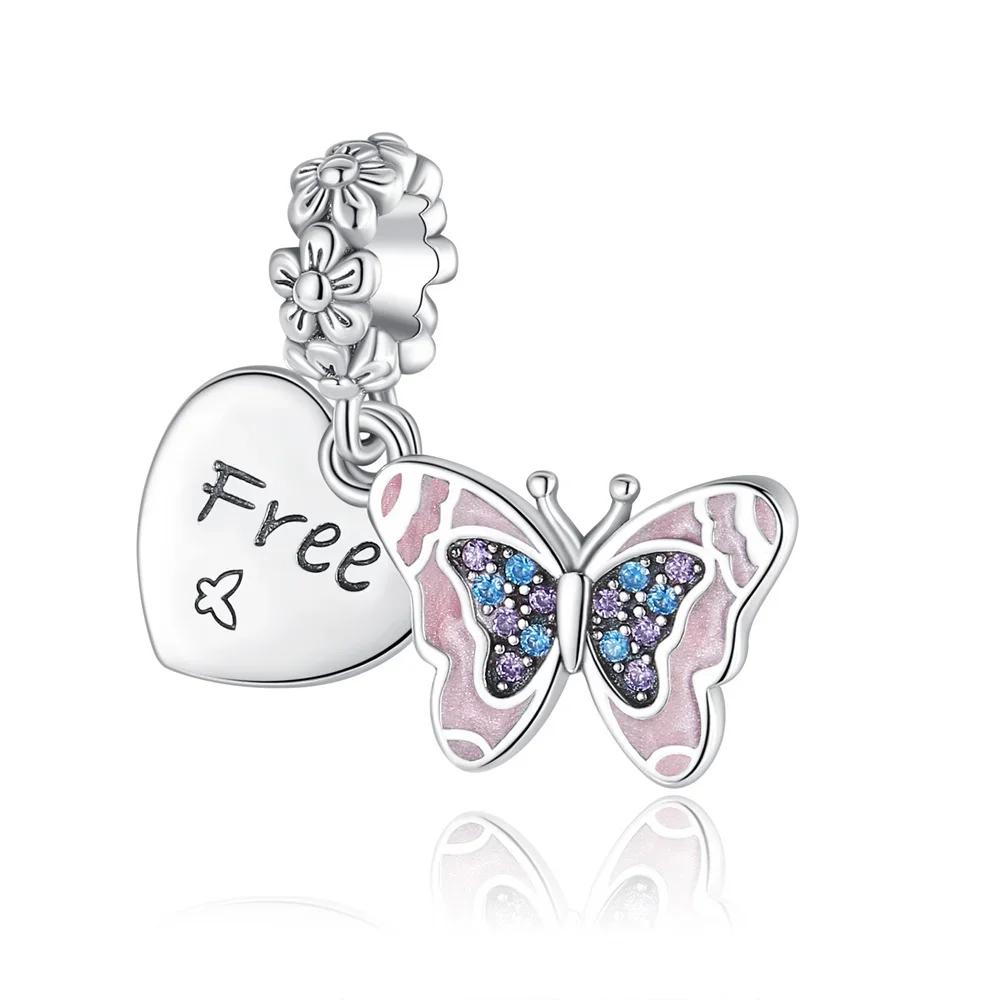 Charms Exquisite 925 Silver Butterfly Pendant Dragonfly Flowers Bead for Women Necklace DIY Bracelet Fine Jewellery Gift