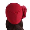 1PC Turban Hat Ethnic Bandana Cap Muslim Vintage Hijab Solid Color Hair Accessories Sun Protection Flower Beading