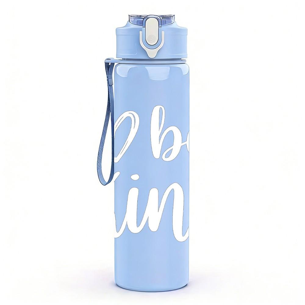 1PC Be Kind White Minimal Line Print 750ml Color Plastic Sports Water Bottle Leakproof Flip Straw Lid Suitable for Sports Office Home Use
