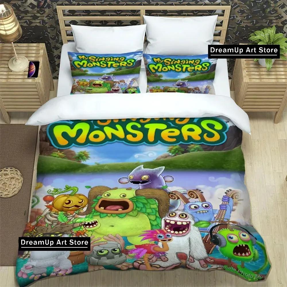 Модный 3D-печатный игровой набор постельного белья My Singing Monsters для мальчиков и девочек, размер Twin, Queen, Full, пододеяльник, наволочка, кровать, спальня взрослого