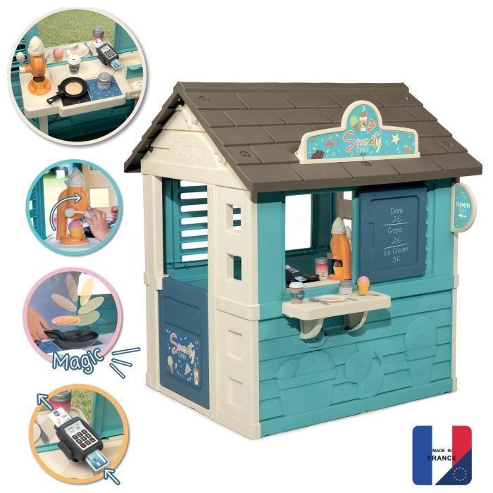SMOBY - Maison Sweety Corner - Comptoir et espace de préparation - Machine à glaces - 18 accessoires inclus - Fabriqué en France