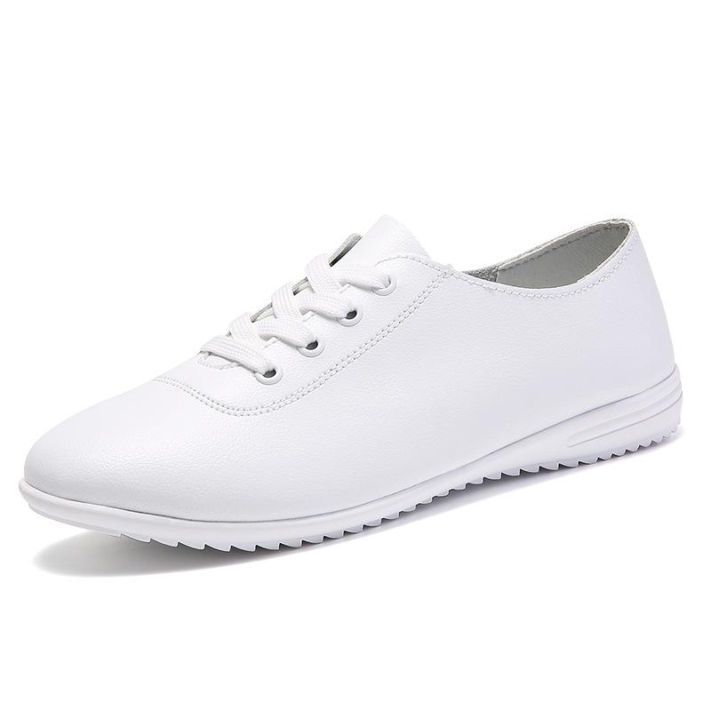 Women's Shoes Flat Heel Soft Sole White Shoes Leather Shoes Spring and Summer New Versatile Breathable Non-slip Women's Single Shoes Versatile