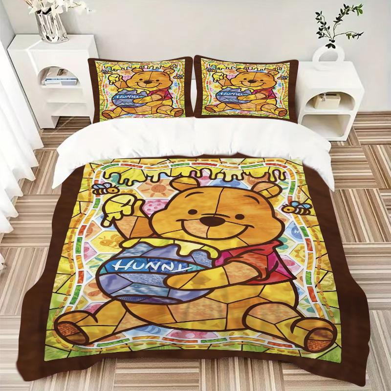 Winnie Pooh Honey Pot Print 3Pcs Bedding Setduvet Cover With 2 Bedropillowcase Home Birthday Gift