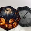 1pc Halloween Night with Jack-o'-lanterns Umbrella with Plastic Handle,Suitable for All Seasons Home Travel Outdoor UmbrellaDD1288