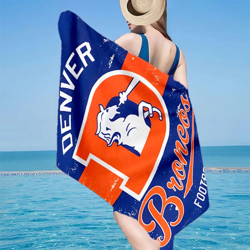 Пляжное полотенце из микрофибры с логотипом Denver Broncos, легкое и быстросохнущее, для летних путешествий, незаменимое на пляже, в бассейне