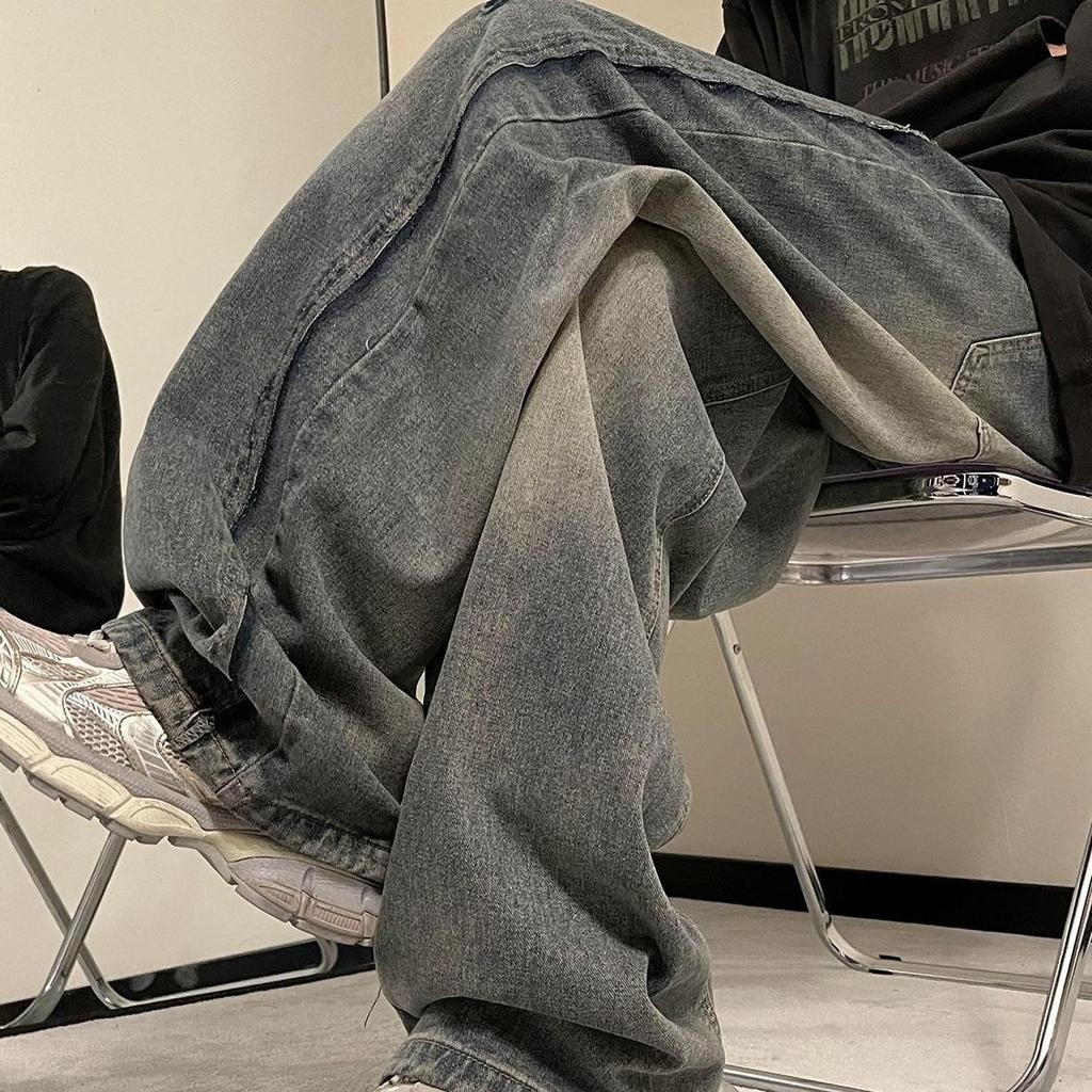 Мужские джинсы широкого кроя в американском ретро-стиле 2024 года - Модный свободный прямой крой для весны и осени