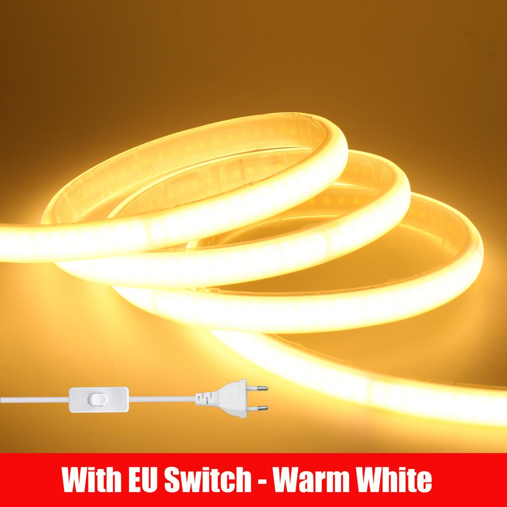 AC 220V COB Strip 3000K 4000K 6000K White IP65 Waterproof Home Decor Flexible Ribbon LED Neon Light