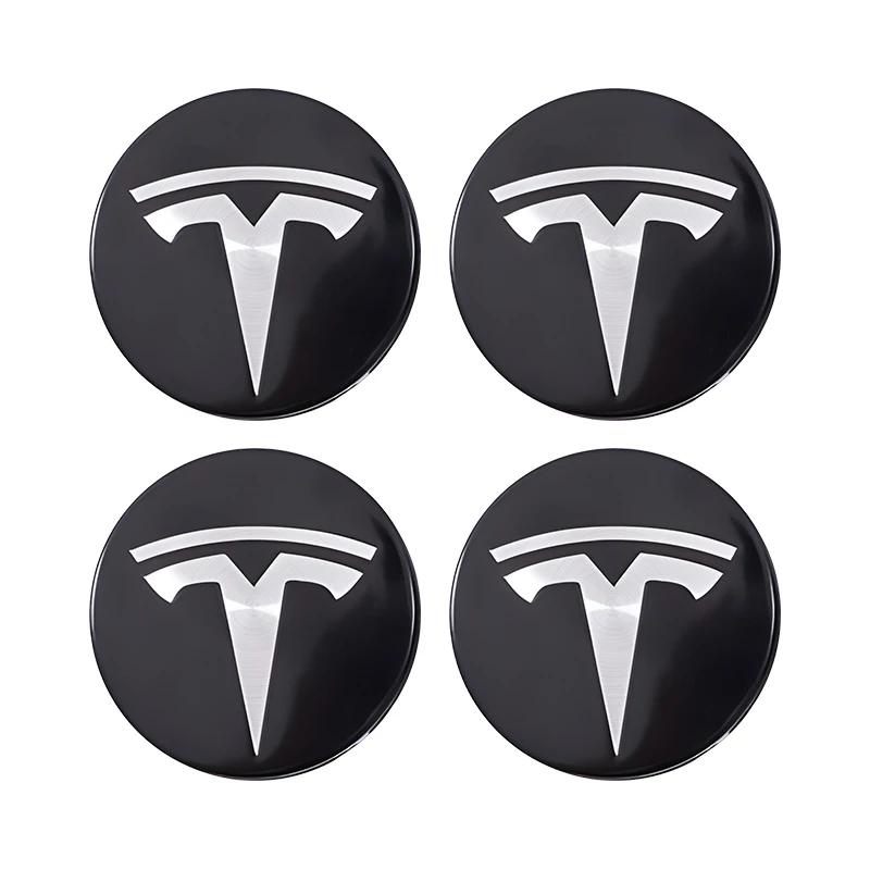 Автомобильная наклейка Tesla 4 штуки 56 мм Центральные колпачки ступицы колеса для Tesla Model 3 Model Y Накладка значка Колпачки ступицы для Tesla Model Y X S 2023 Автомобиль
