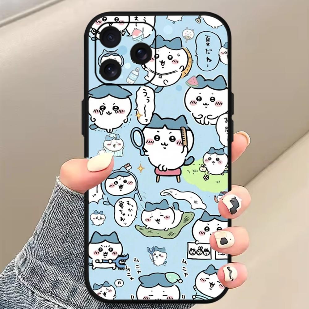 C-Chiikawa H-Hachiware Phone Case For iPhone Mini 11 12 13 14 15 Pro XS Max X Plus SE XR Black Soft Shell