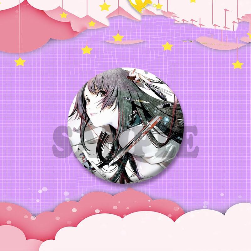 Cartoon Monogatari Series Badge Anime Hitagi Koyomi Araragi Lapel Pins Round Brooches for Bag Clothes Hat Decor Jewelry Gifts