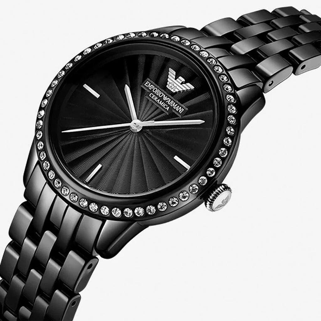 Emporio Armani AR1478 Ladies Ceramica Black Crystal Watch