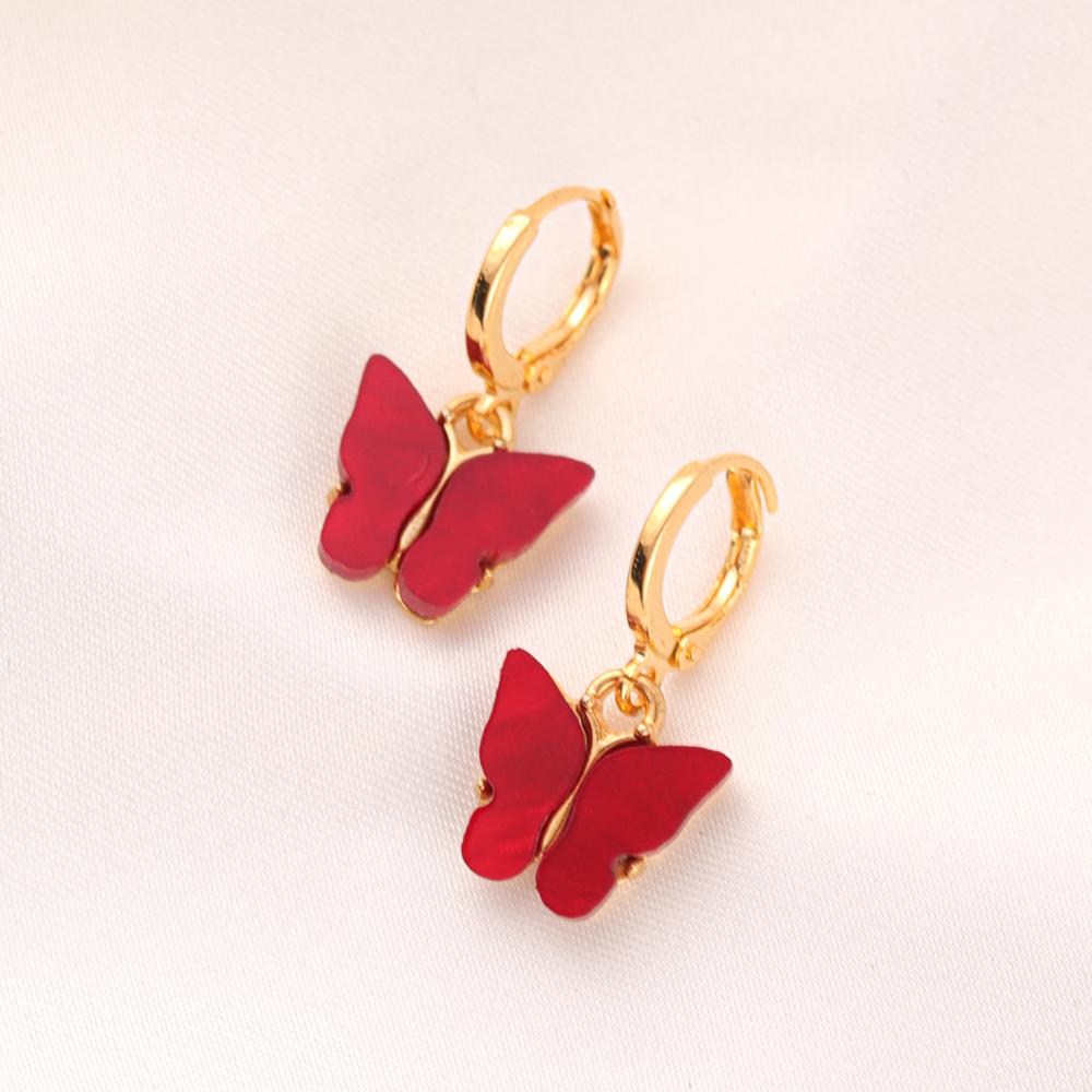 A Pair 2.5×1.3cm Alloy Ear Clip Earrings Acrylic Butterfly Shape Fashion Ear Hooks Diy Women Gift Jewelry Accessories