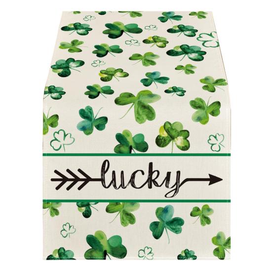 Дорожка для стола на день Св.. Украшение ко Дню Патрика с принтом клевера, легкое в уходе, нескользящее